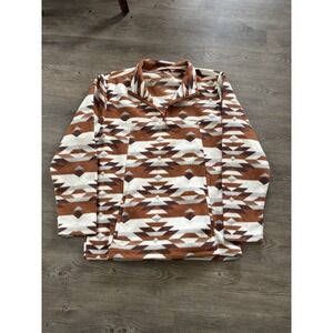 Depart West 1/4 Snap Pullover Fleece Southwestern Native Western Print Mens XL